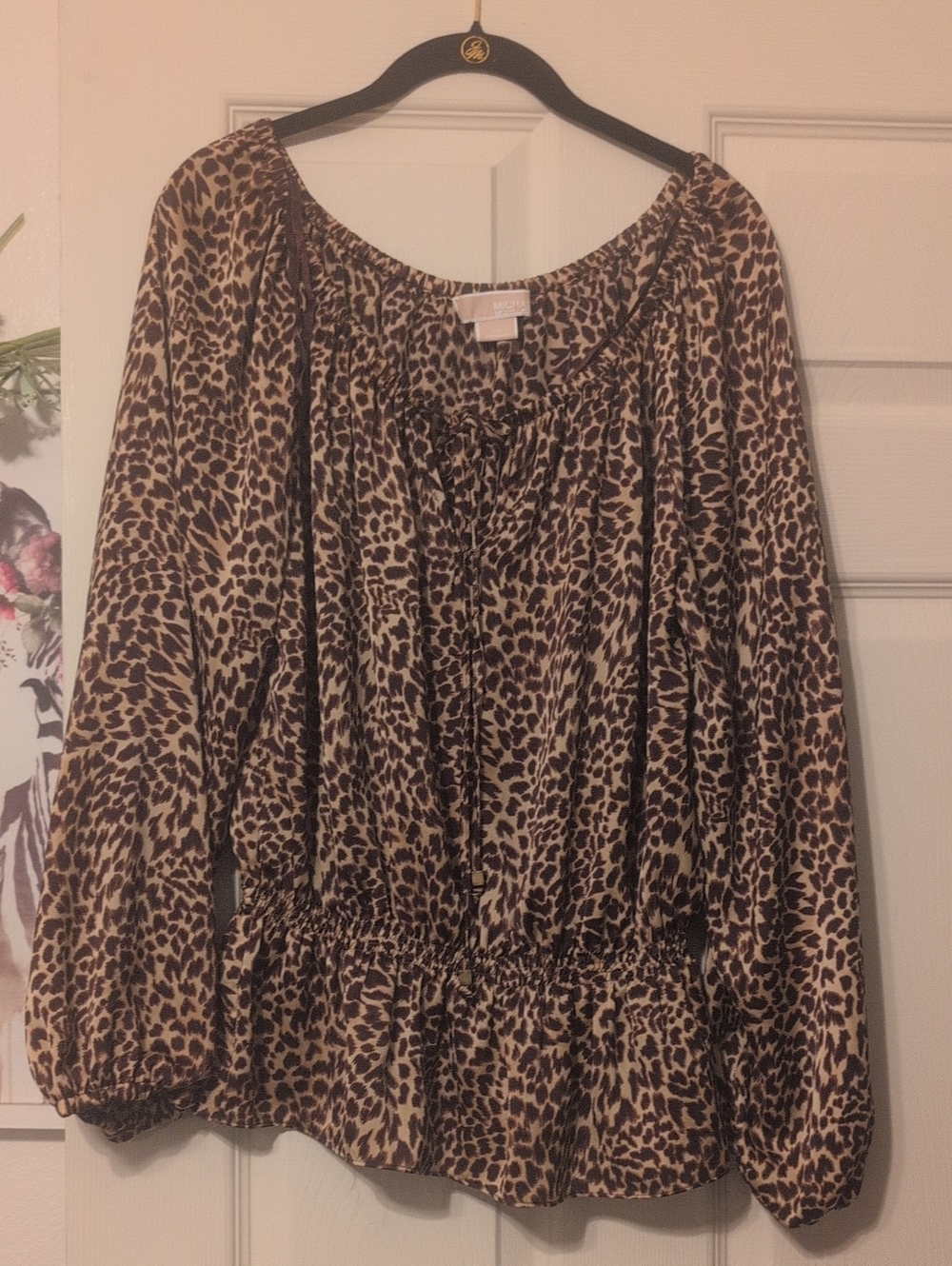 Leopard Print Peasant Blouse - Michael Kors Brown